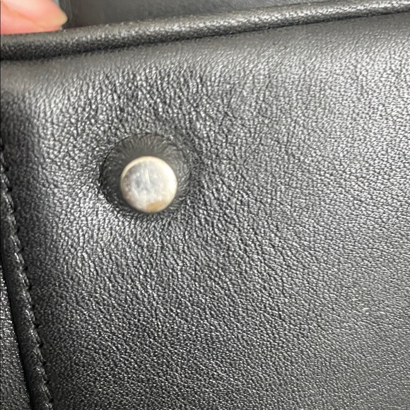 Coach Black Leather Handbag with Silver Accents